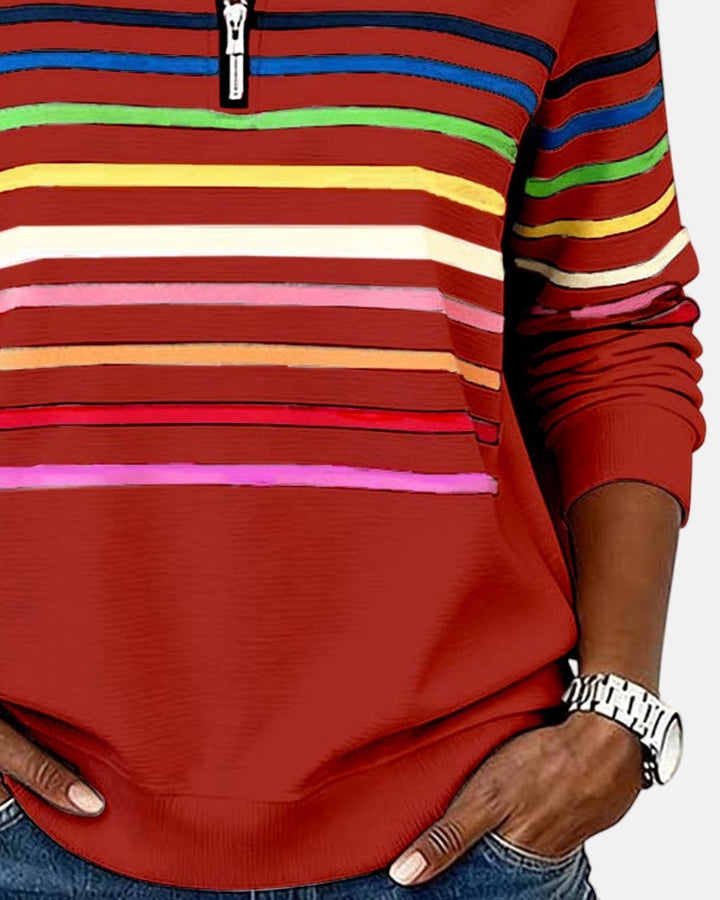CAOIMHE | RAINBOW STRIPED ZIP SWEATSHIRT