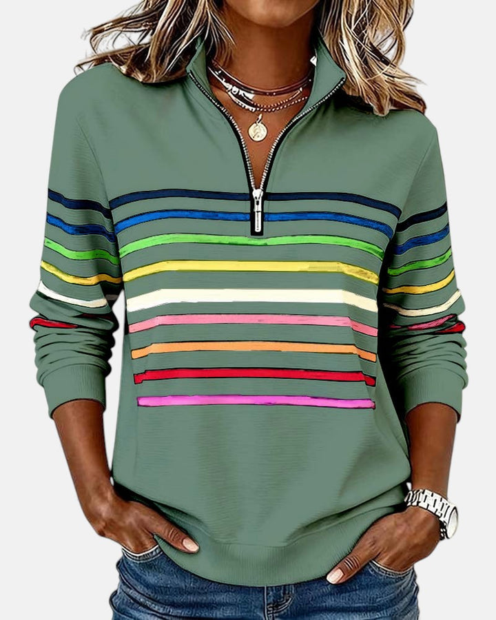CAOIMHE | RAINBOW STRIPED ZIP SWEATSHIRT