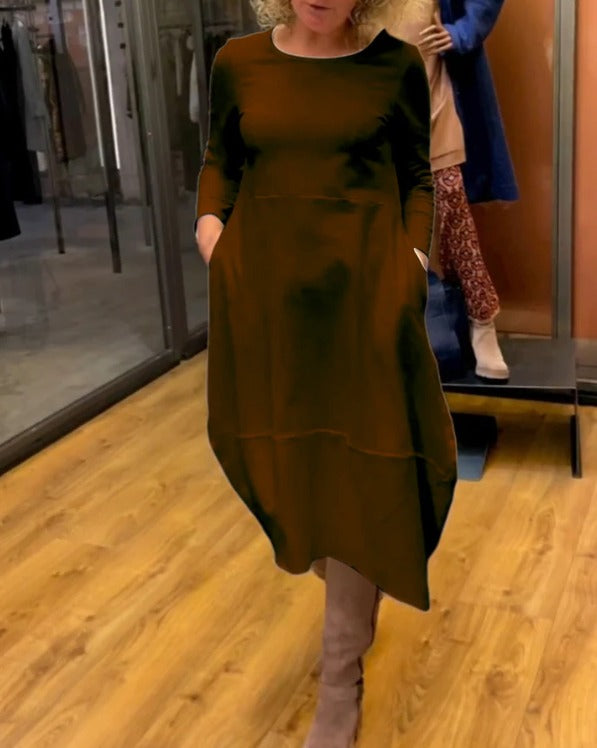 ROISIN | BLACK MIDI DRESS WITH POCKETS