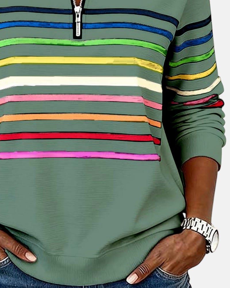 CAOIMHE | RAINBOW STRIPED ZIP SWEATSHIRT