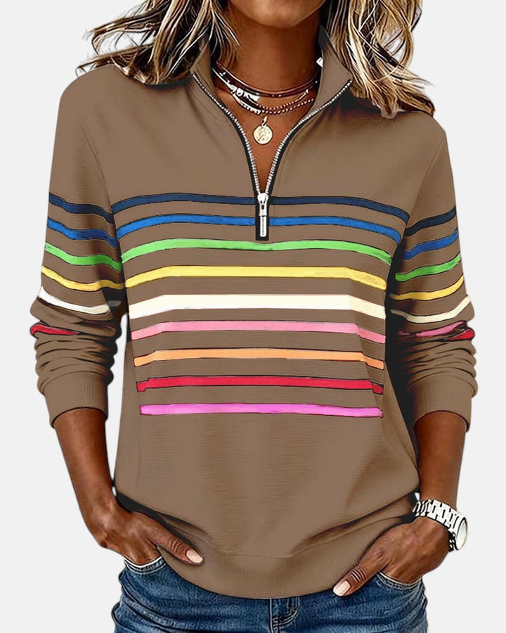 CAOIMHE | RAINBOW STRIPED ZIP SWEATSHIRT